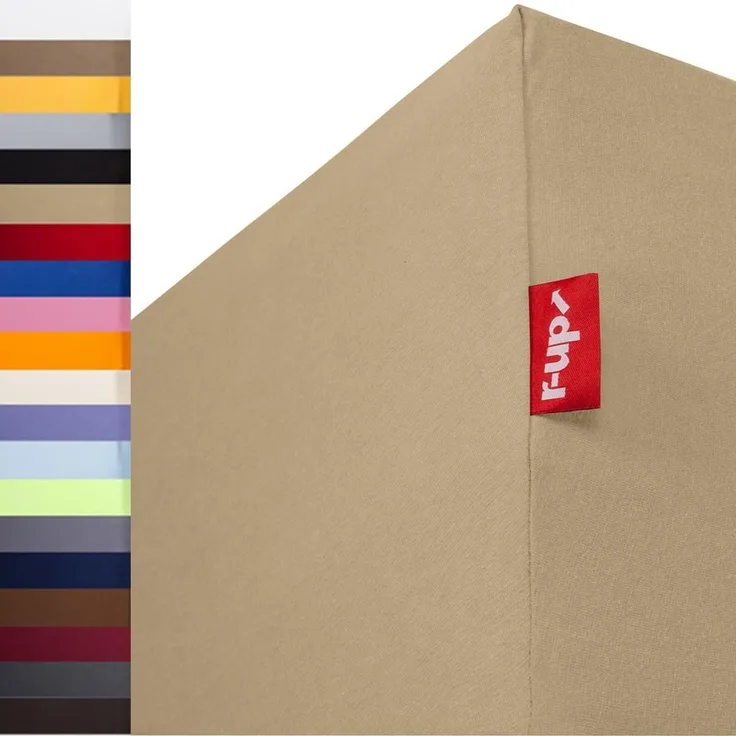r-up Klasse Spannbettlaken 140x200-160x200 bis 35cm Höhe sand 100% Baumwolle 200g/m²