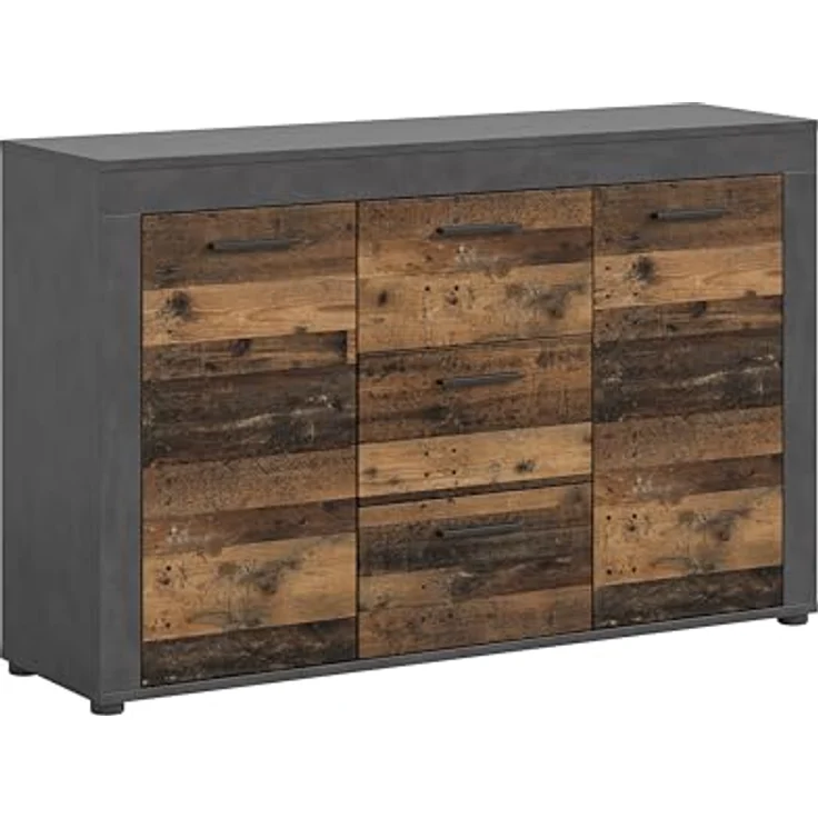 xonox. home Wohnen Jam X8BB4T01 Sideboard Schrank Lowboard Wohnzimmerschrank in Old Wood/Matera Nachbildung, ca. B/H/T: 125 x 80 x 35 cm – Bild 2