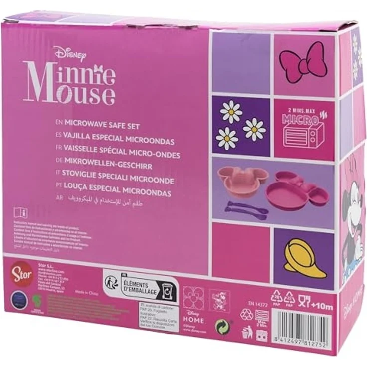 Disney Minnie Mouse Kindergeschirr-Set 4-teilig – Teller, Schale & Besteck in Geschenkbox – Bild 3