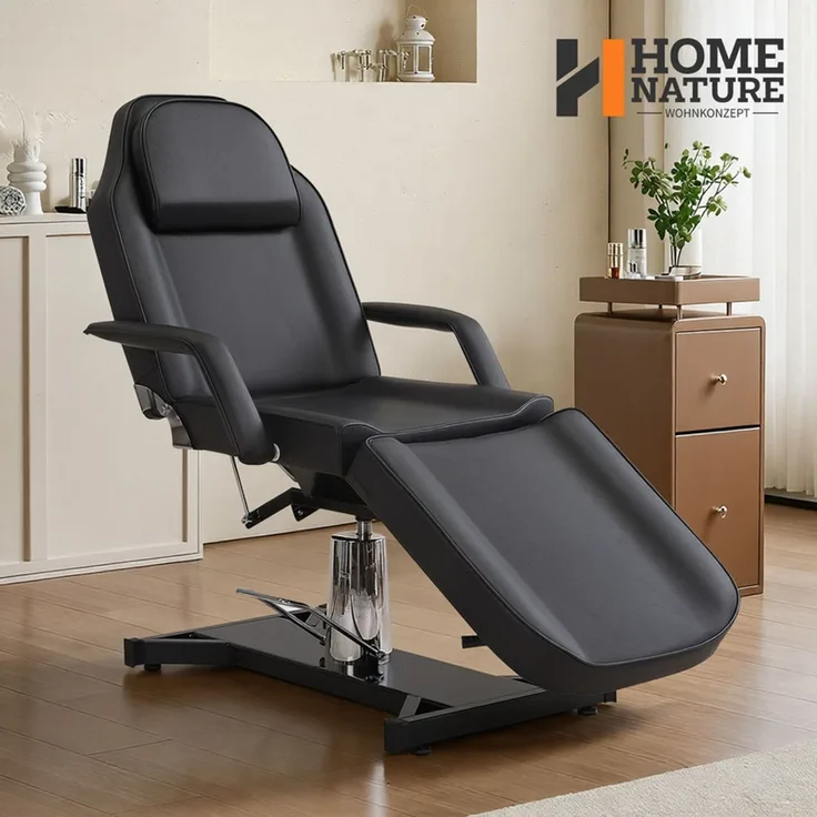 HOME NATURE WOHNKONZEPT Kosmetikliege hydraulisch, klappbare 3-Zonen Massageliege, Tattoo Liege 182x81x64 cm, Schwarz