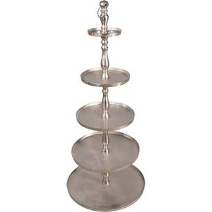 Lesli Living Dekoetagere Etagere Brush 140cm Aluminium gebürstet Silber 5-lagig Servierständer – Bild 4