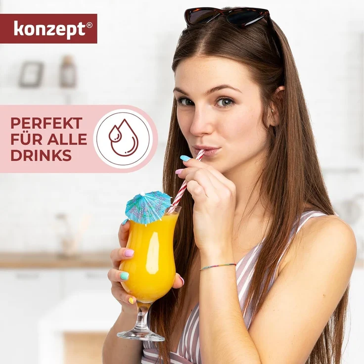 KONZEPT Cocktailglas Set 420ml - Eiskaffe Gläser, Milchshake Gläser & Longdrinkgläser, 6-tlg, Ideal für Bier, Eisbecher & Coctails – Bild 3