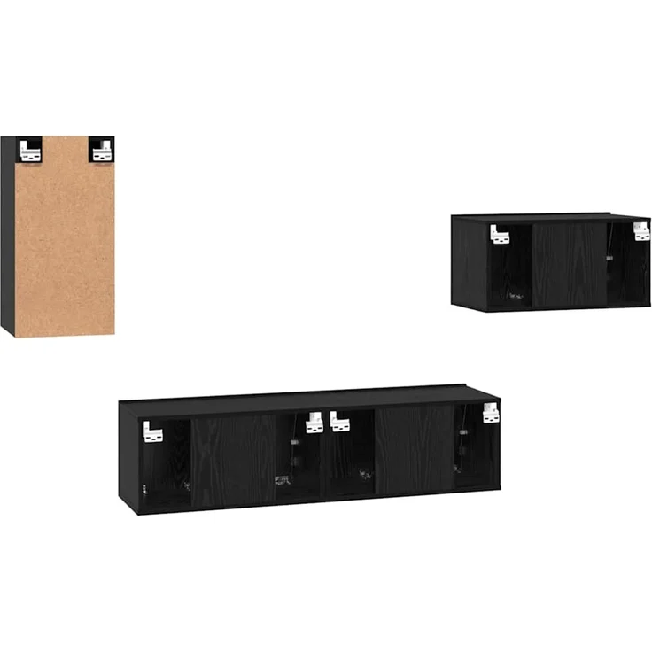 vidaXL TV-Schrankset 4 Stk. Schwarz Eichen-Optik Holzwerkstoff 3393298 – Bild 9