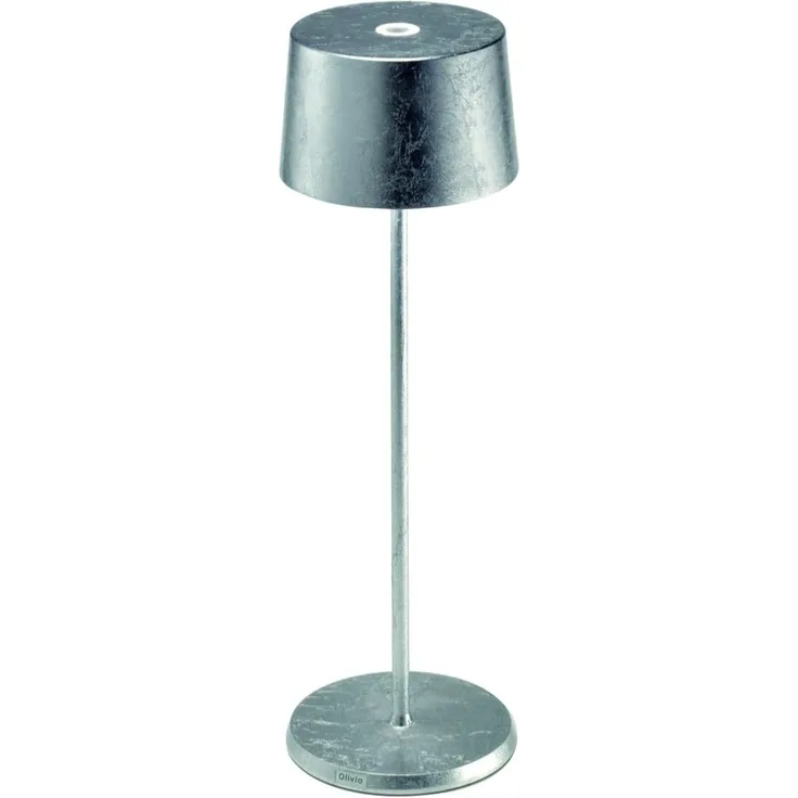 Zafferano - Olivia Pro Kabellose LED-Tischleuchte aus Aluminium, dimmbar, IP65-Schutz, Indoor/Outdoor Benutzung, EU-Stecker - H: 35,5cm (Silber) ZAFOLIVIAPRO-FA