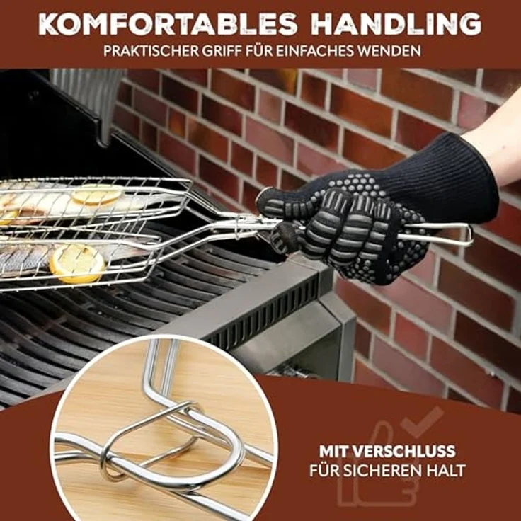 bremermann Grillguthalter Fischgriller 2fach // Edelstahl // ca. 65 x 26,5 cm // Fischbräter – Bild 5