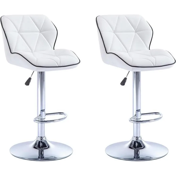 Barhocker 2er-Set CALVIN - Höhenverstellbar - Weiß