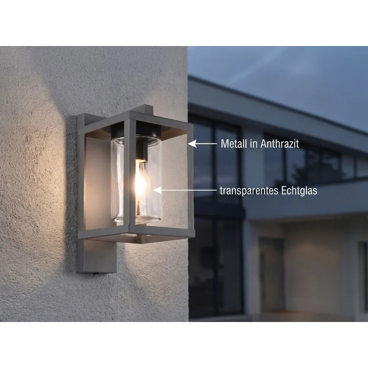Außenwandleuchte LUNGA Anthrazit in Laternenoptik, Höhe 33cm – Bild 5