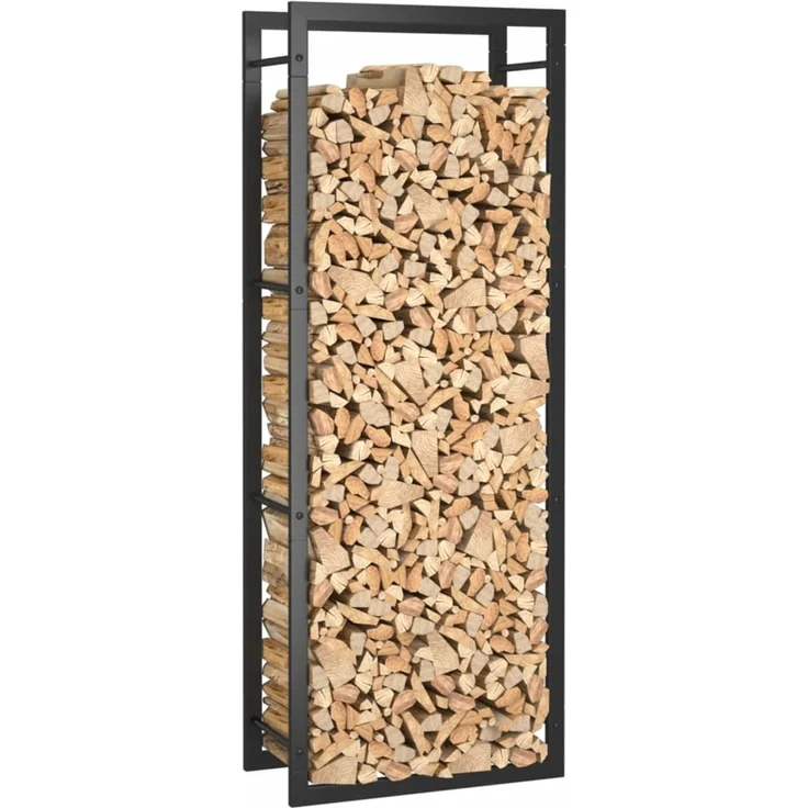 vidaXL Brennholzregal Mattschwarz 50x28x132 cm Stahl 350306 – Bild 5