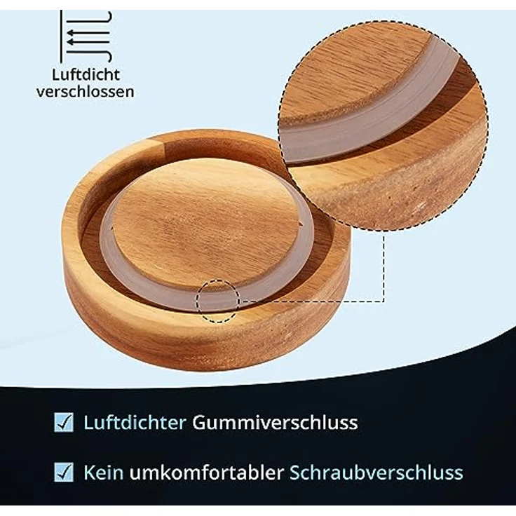 KHG Knoblauch Aufbewahrung Keramik Steingut poliert, Anthrazit Grau Holz-Deckel Bambus, Knoblauchdose Kapazität 250 g oder 1,5 Liter, rund & mit Beschriftung, Knoblauch Behälter Höhe 13,5 cm & 13,5 cm – Bild 8