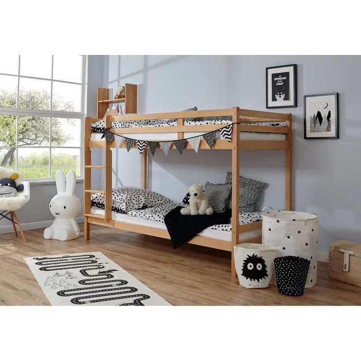 Etagenbett "Rene" 90x200 Buche massiv Natur
