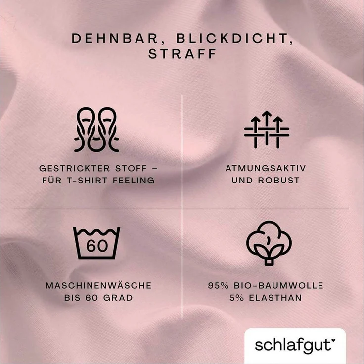 Schlafgut 'PURE TOPPER' Spannbettlaken, für Topper bis 10 cm Höhe, Purple Light, XL 180x200 cm - 200x220 cm, 100% Bio-Baumwolle – Bild 3