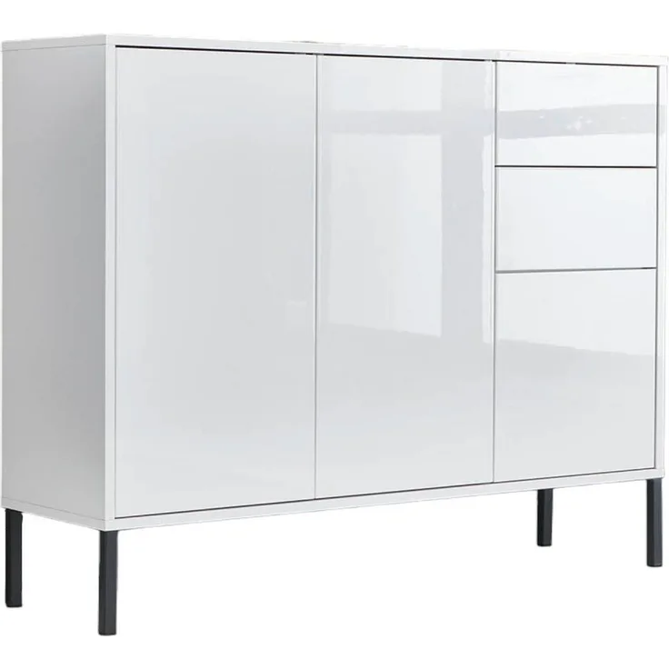 moebel-dich-auf Sideboard BEN 10 (4 Metallfüße, weiß), Push-to-open-Funktion