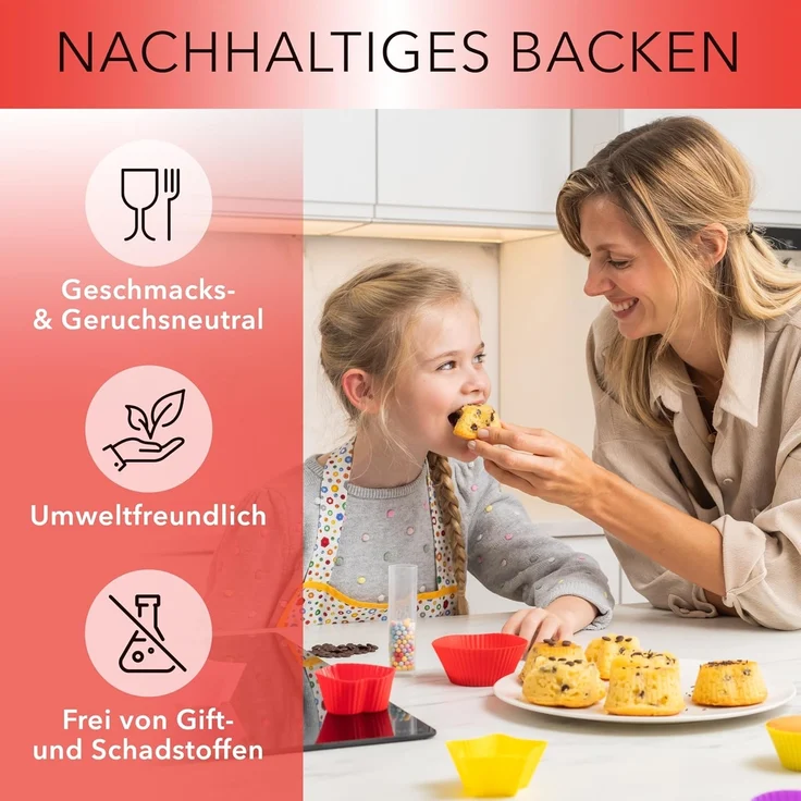 AVANA Muffinform Silikon Muffinförmchen wiederverwendbare Cupcake Backförmchen Muffin, (36-tlg), antihaftbeschichtet, umweltschonend, 8 Farben – Bild 7