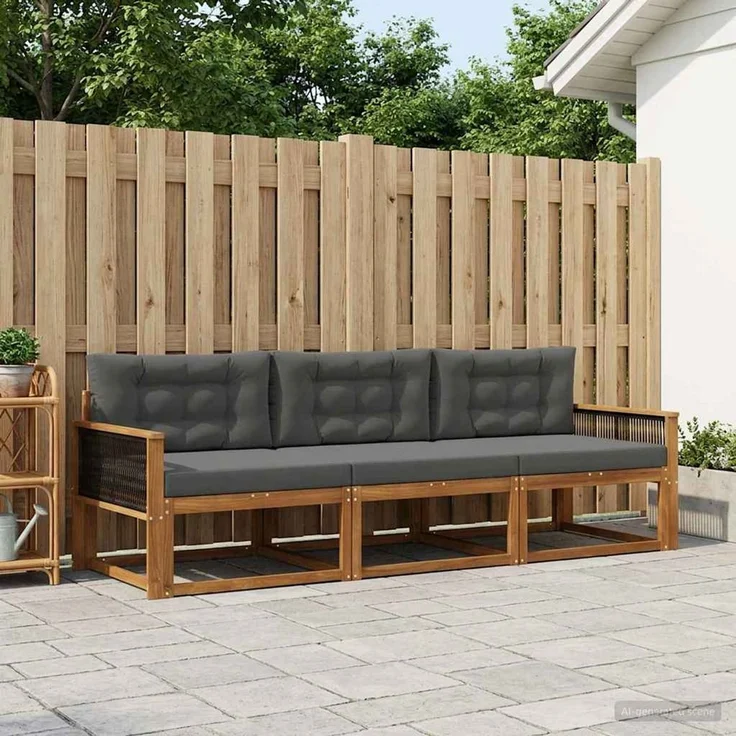 vidaXL Outdoor-Sofagarnitur 3 stk. 3-Sitzer Natur und Anthrazit 3382305 – Bild 1
