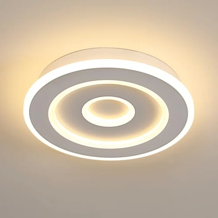 Goeco Deckenlampe LED Weiß, 28W Deckenleuchte Modern Rund, 3000K Warmweiß, Deckenlampe Aluminium für Flur, Balkon, Küche, Treppenhaus, Schlafzimmer – Bild 10