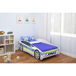 ACMA Kinderbett Auto-Bett Polizei mit Rausfallschutz, Lattenrost und Matratze (Polizei 1, 160x80 cm + Name)