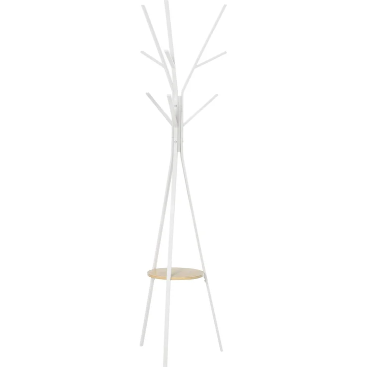 Garderobenständer Kleiderständer mit Ablage und 8 Haken Jackenständer Moderner Garderobe für Kleidung Hut Tasche, Wohnzimmer, Weiß--Weiß--180x45x45cm--YOUDENOVA – Bild 2