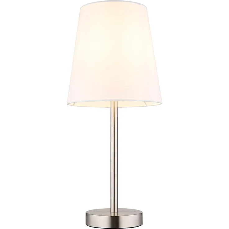Tischleuchte, nickel-matt, Textil, weiß, E14, H 45 cm – Bild 6