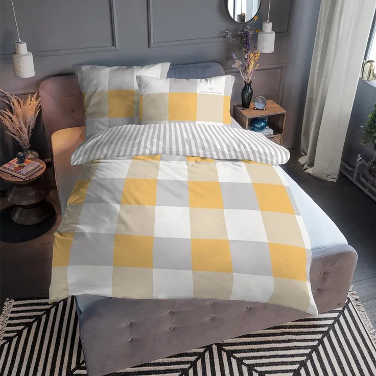 Tom Tailor Mako-Satin Bettwäsche 69404-801 lemon | 155x200 cm + 80x80 cm