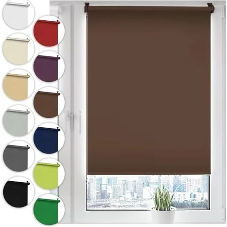Verdunkelungsrollo Klemmfix ohne Bohren 115x210 cm Braun Verdunklungsrollo Fensterrollo Rollo Seitenzugrollo Klemmrollo für Fenster & Tür – Bild 1