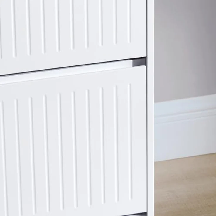 SoBuy Schuhschrank, Weiß, 3 Klappfächer, verstellbare Böden, 61x120x26 cm, Schuhaufbewahrung – Bild 6