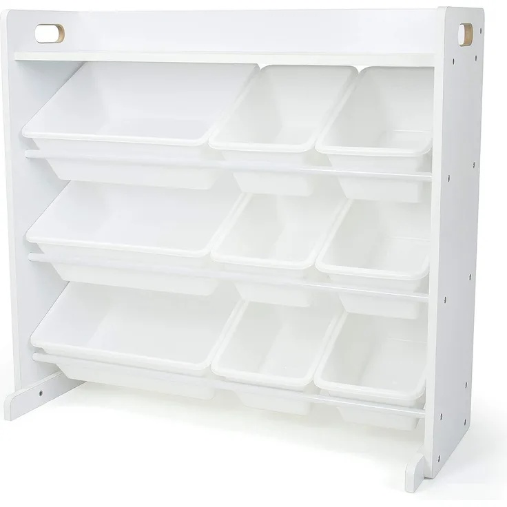 Humble Crew Kinderzimmerregal, Spielzeug-Organizer mit Regal und 9 Plastikboxen, Weiß Storage Organizer Einheitsgröße