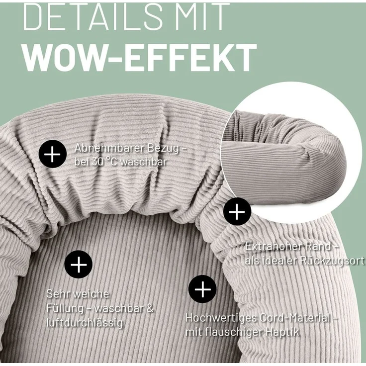 Lumaland Katzenbett Cord 60x20cm beige vakuumiert – Bild 4