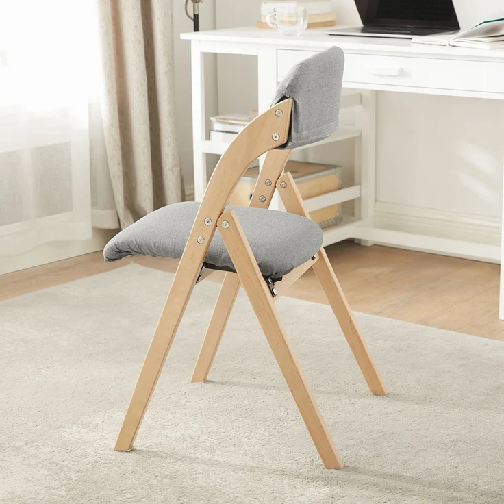 SoBuy FST92-N Klappstuhl, Stoff, Lackiert, Hellgrau, 41,5 x 77 x 52 cm – Bild 8