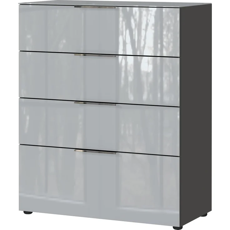 Kommode Owingen / Oakland, Glas, Holzwerkstoff, Silber, Grau, Schwarz, 83 x 102 x 42 cm – Bild 1
