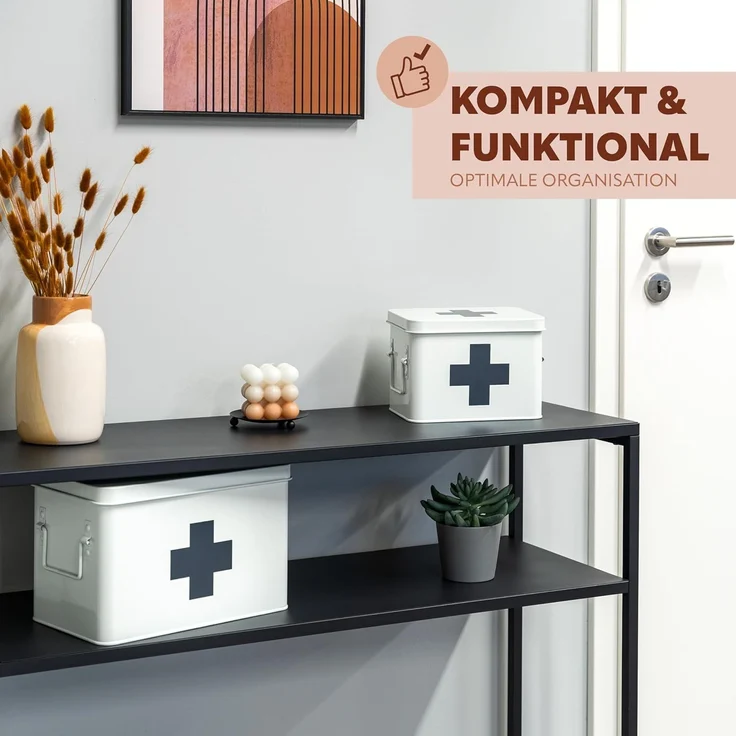 eluno Medizinschrank mit herausnehmbarem Tablett und 5 Fächern, Metall – Bild 2
