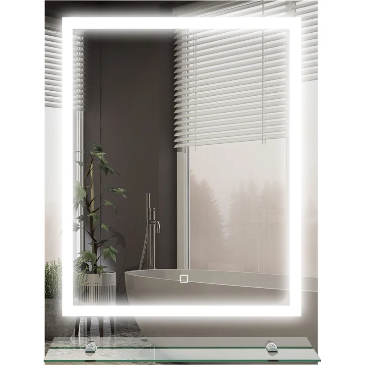 MELAYR, Badezimmerspiegel mit LED-Beleuchtung, 3 Lichtfarben, Antibeschlag-Funktion, 70 x 50 x 2.7 cm, Transparent – Bild 2