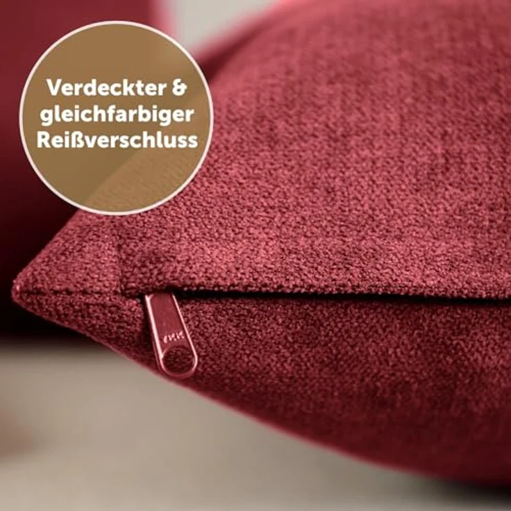 Blumtal Kissenbezug Chenille - Kuscheliges Zierkissen, (2 Stück), mit verstecktem Reißverschluss im praktischen Set – Bild 4