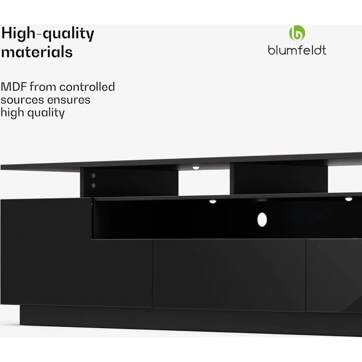 blumfeldt Lowboard Perth Lowboard Fernsehschrank 195 x 44 x 50 cm, Fernsehschrank weiß TV-Schrank 3 Schubladen 195 x 44 x 50 cm (BxHxT) – Bild 6