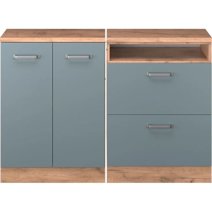 Küchenschrank für Dachschrägen R-Line Blau-Grau 120 cm 2er Set Schrankkorpuss 60 cm Tiefe Vicco – Bild 3