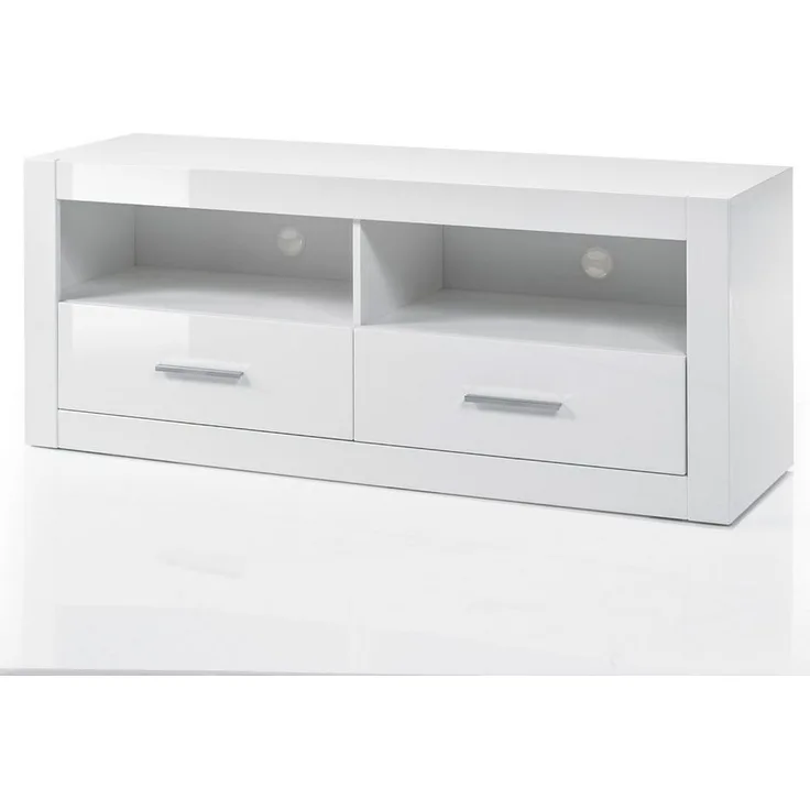 Lomadox Wohnwand BALVE-61, (4-St), TV Media Hochglanz weiß mit Wandboard & Kommode BxHxT: 230 x 139 x 45 cm