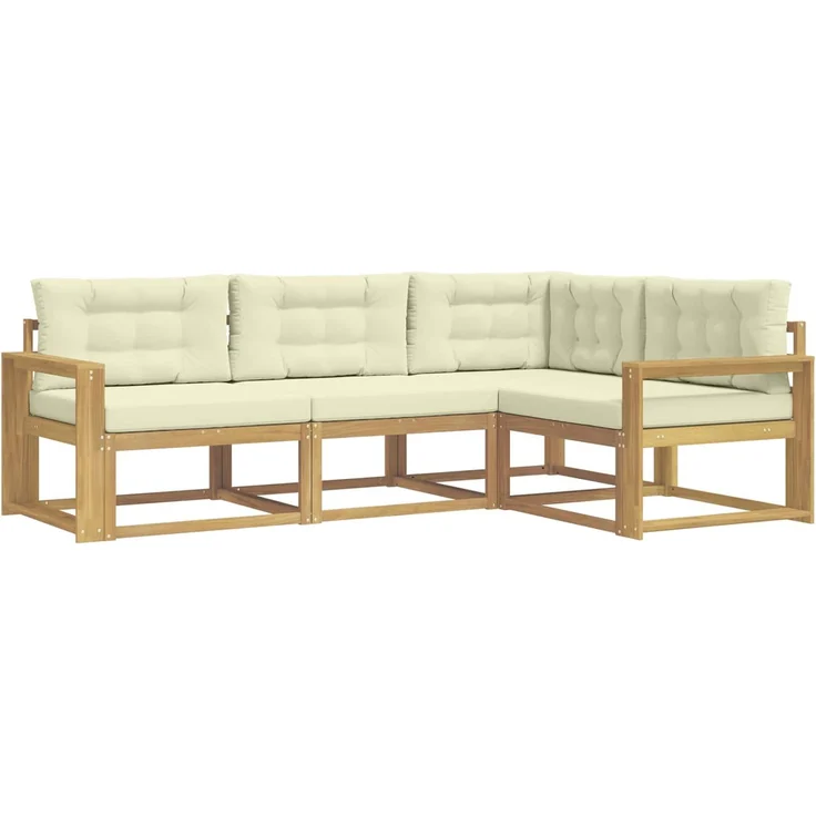 vidaXL Outdoor-Sofagarnitur 4 stk. Weiß und Creme 3386379 – Bild 2