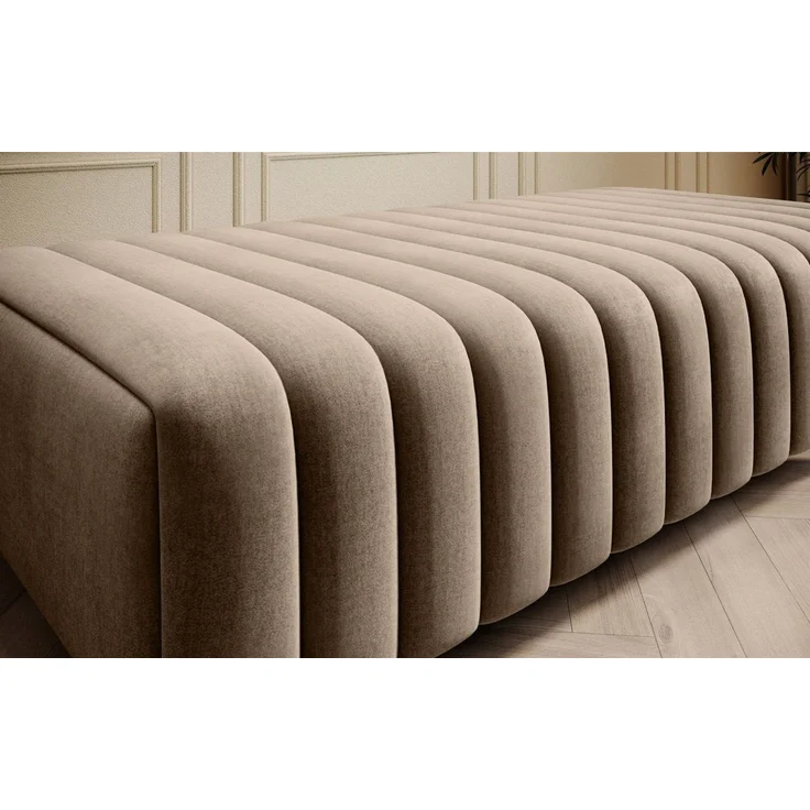 Polsterhocker Designerhocker Hocker ELENI Stoff Monolith Hellbraun – Bild 2