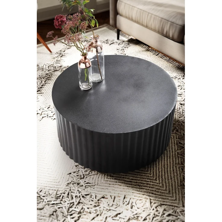 Couchtisch Sofatisch Metall Schwarz 67x67x31 cm Wohnzimmertisch Rund – Bild 5