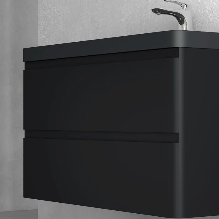 doporro Badmöbel-Set Mineraguss Waschbeckenunterschrank Badezimmer Soft-Close Lucca, Softclose-Funktion – Bild 5