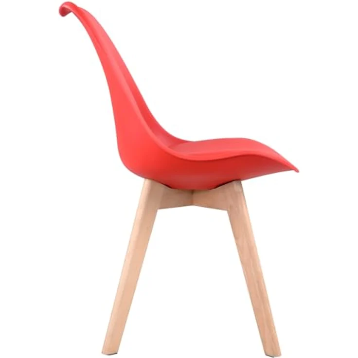 Happy Garden 4er Set Esszimmerstühlen im skandinavischen Stil Nora rot mit Kissen, Küchenstühle, gepolsterte Stühle, Beine aus massivem Buchenholz – Bild 6