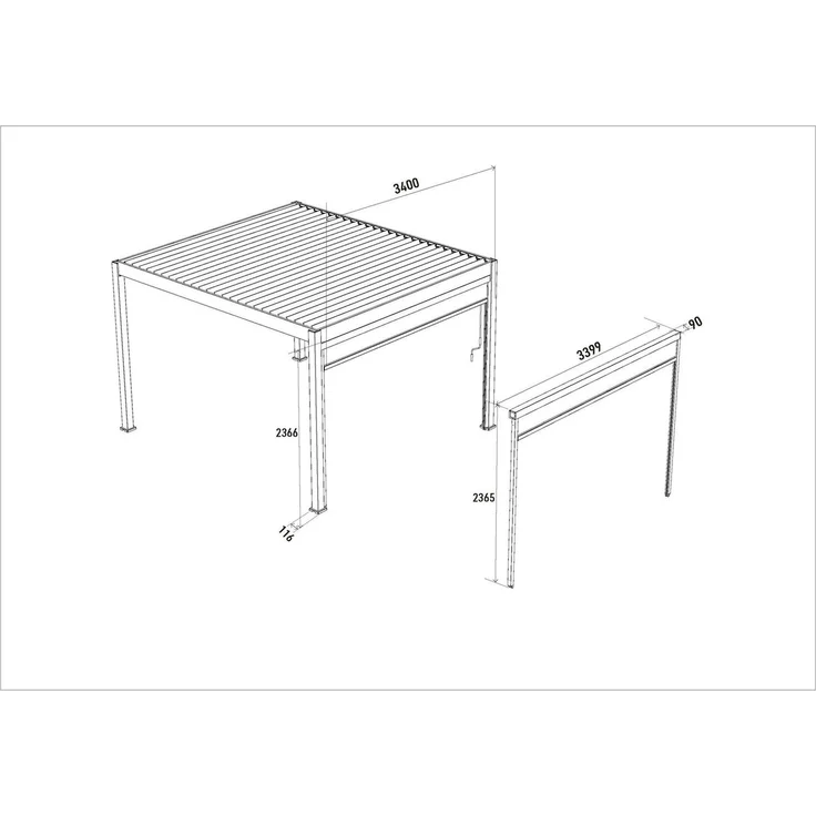 Weide Sonnenrollo für Weide Pergola | weiß – Bild 7