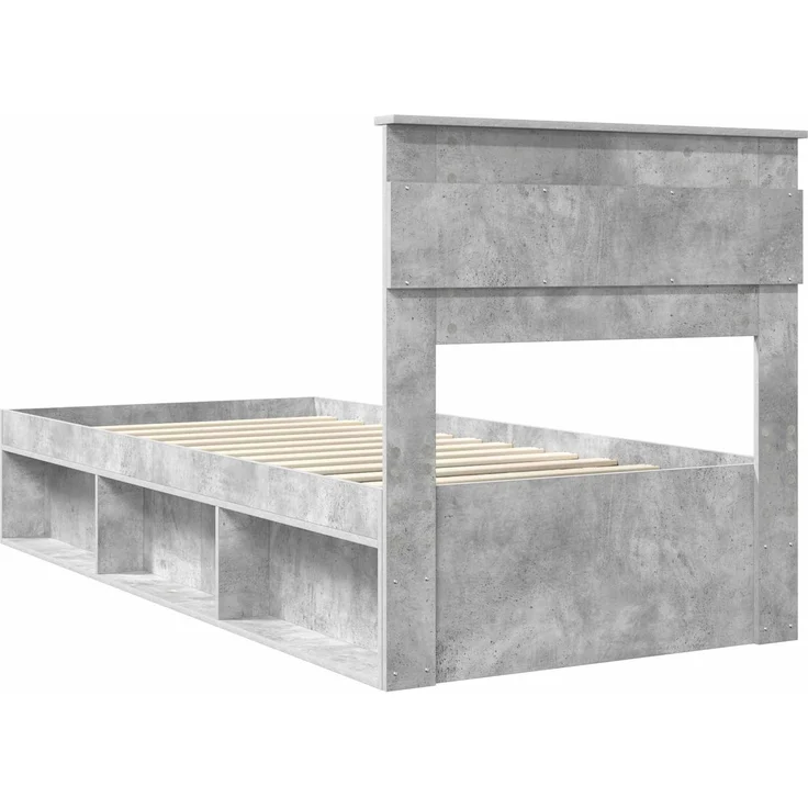 vidaXL Bettrahmen Beton Grau 90 x 190 cm Massives Kiefernholz 3409802 – Bild 8