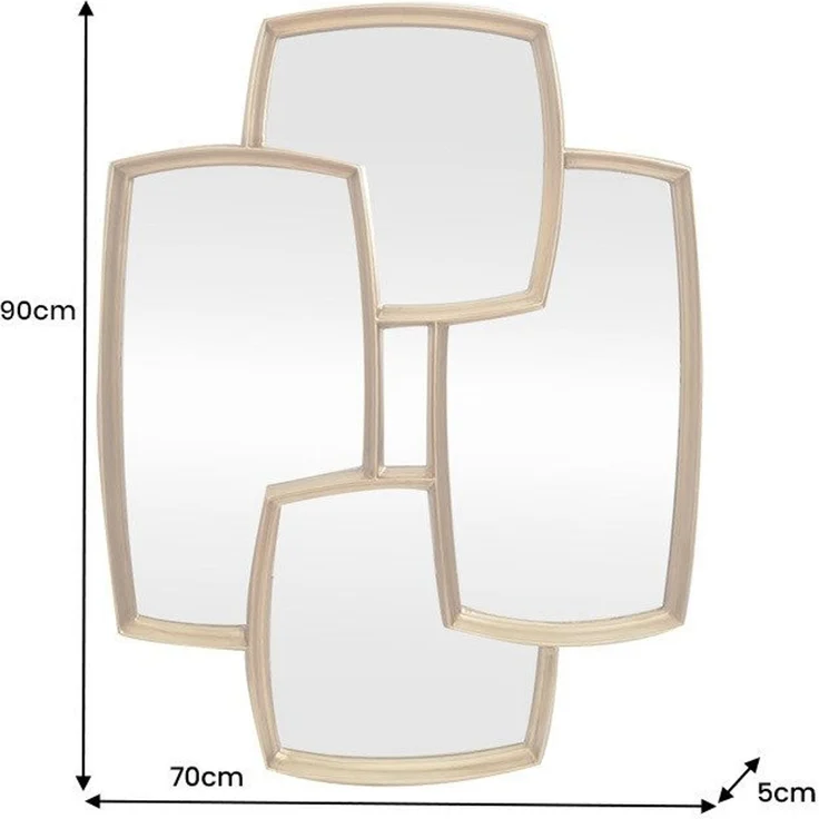 riess-ambiente Wandspiegel QUADRA 90cm gold – vier Spiegelflächen, variabel, Statement Piece (Einzelartikel, 1-St), Spiegel mit Mehrfachoptik – ideal für Flur, Wohn- oder Schlafzimmer – Bild 2