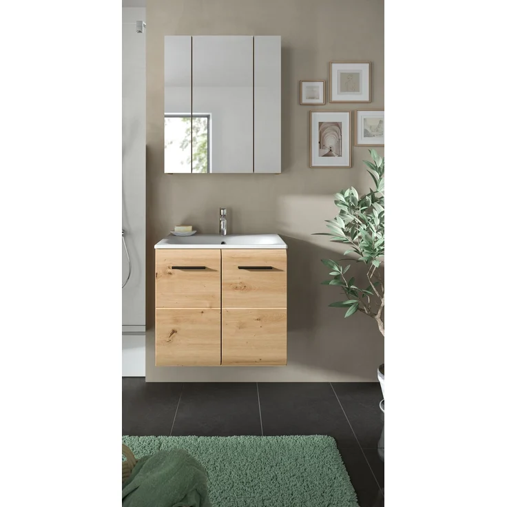 Badkombination (B/H/T: 60x185x46 cm) in Artisan Oak Nachbildung und Artisan Oak Nachbildung – Bild 6