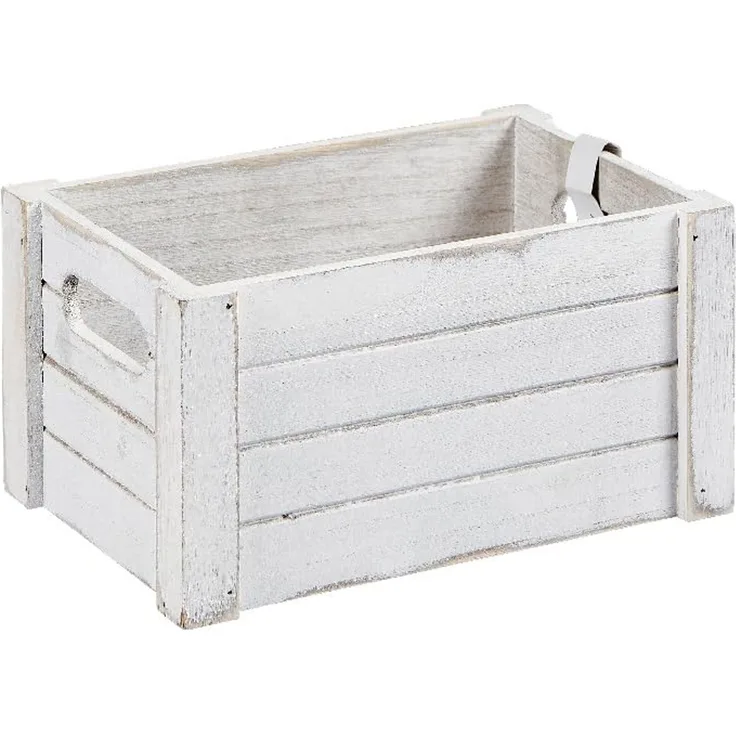 Aufbewahrungsbox / Holzkiste - Antik Weiß - 25,8 x 17 x 13,5cm