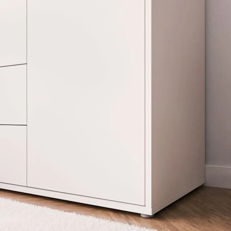 Forte Alice Springs Garderobenschrank 120, modern-minimalistisch, 2-türig, 2 Schubladen, Flurschrank, Holzwerkstoff, Kaschmir Beige, 114,5 cm breit x 214,3 hoch x 60 cm tief – Bild 11