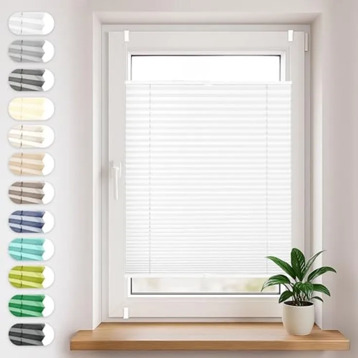 Sonello Plissee Klemmfix ohne Bohren 55cm x 100cm Weiß Faltrollo Plisseerollo Jalousie für Tür & Fenster Blickdicht Sichtschutz Sonnenschutz Fertifplissee Rollo
