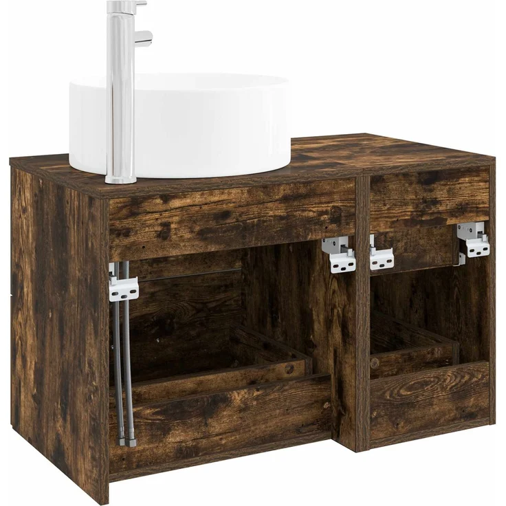 vidaXL Badezimmerschrank-Set 2 stk. Geräucherte Eiche 3404012 – Bild 5