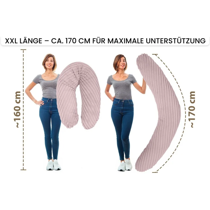Amilian Stillkissenbezug 170 cm - Ersatzbezug, Bezug, Kissenbezug für Stillkissen, mit Reißverschluss, für Schwangerschaftskissen, Seitenschläferkissen – Bild 2