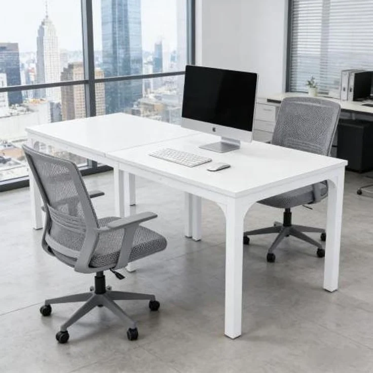 Esstisch mit MDF-Platte und Metallgestell, 200x70x75 cm, Weiß – Bild 2